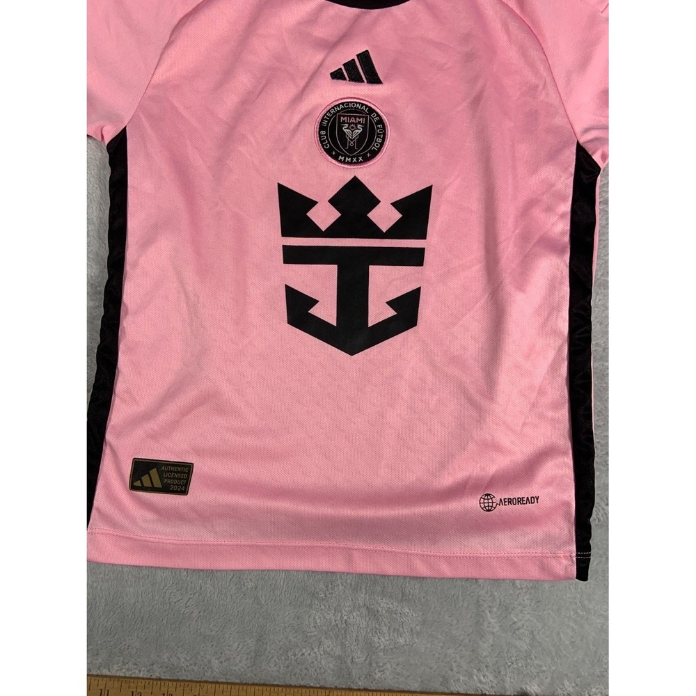 adidas Lionel Messi Inter Miami CF 2024 Home Jersey Youth Size 12 Pink Soccer - Picture 5 of 11